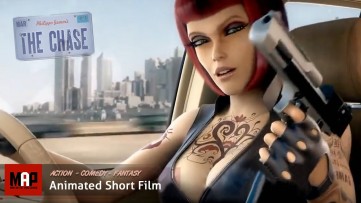 Action CGI 3d Animated Short Film ** THE CHASE ** Sexy Ladies Cop Chase Animation by Space Patrol