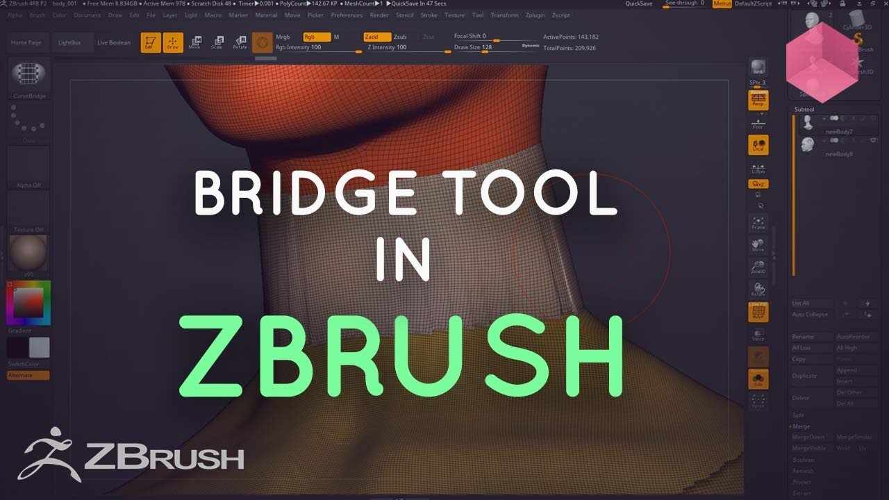 ZBrush - Using the Curve Bridge Brush